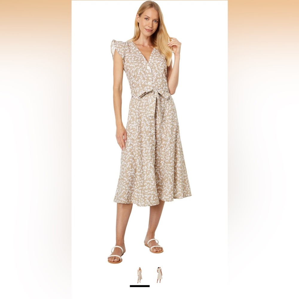 Tommy Hilfiger Beige Floral Midi Dress